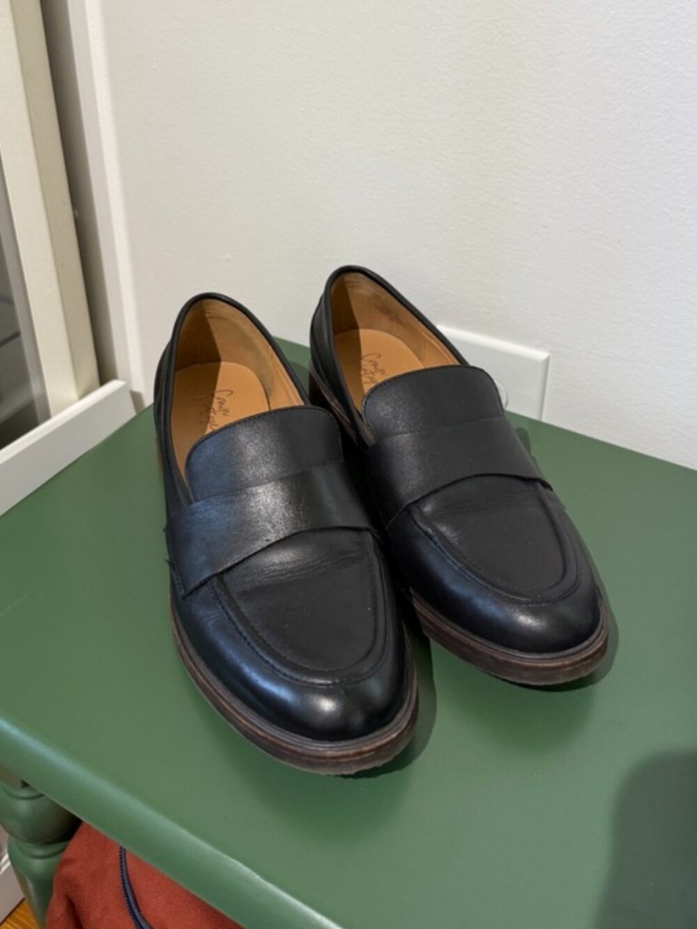 Crown Vintage Leather Loafers, Black, Size 10